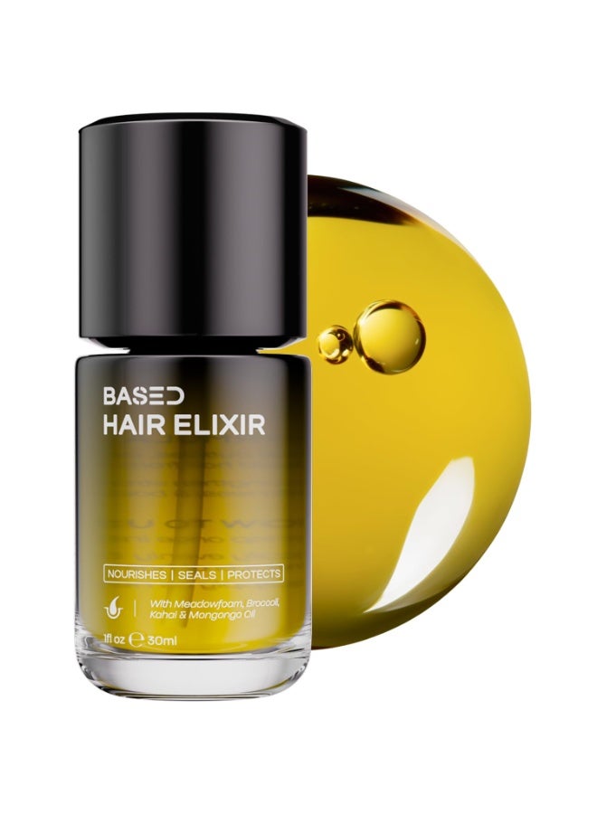 Based Hair Elixir - Weightless Shine Serum with Heat Protection, Controls Frizz & Flyaways, Nourishes with Meadowfoam & Mongongo Oils, Non-Toxic Formula for All Hair Types (1 Fl Oz, Pack of 1) - Image 1